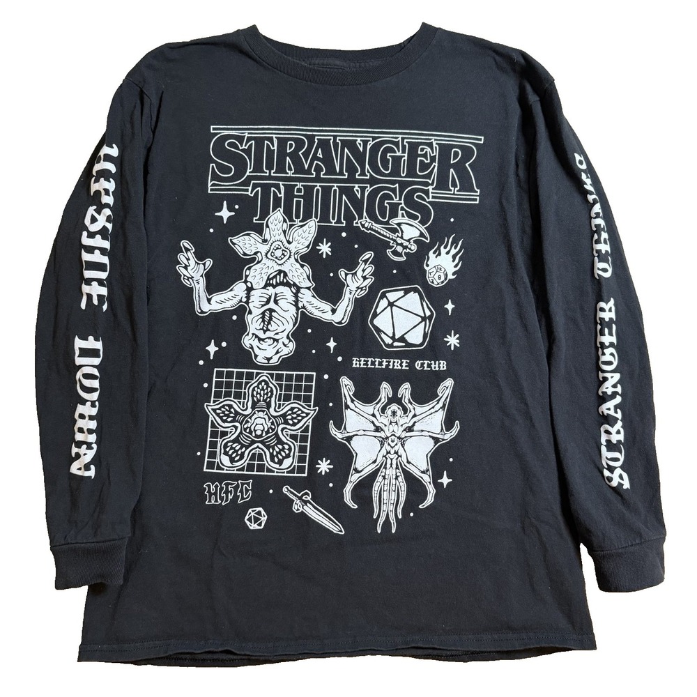 Stranger Things Men's Long Sleeve T-Shirt -Hellfire Club Symbols XS Demogorgan